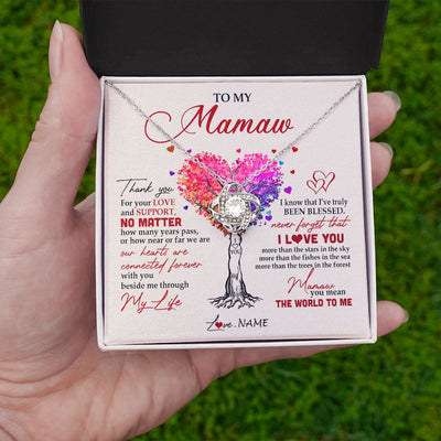 Love Knot Necklace | Personalized To My Mamaw Necklace From Grandkids Never Forget That I Love You You Mean The World Mamaw Birthday Mothers Day Jewelry Customized Gift Box Message Card | siriusteestore