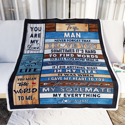 Personalized To My Man Blanket From Wife Never Forget I Love You Husband Birthday Anniversary Wedding Valentines Day Christmas Customized Fleece Throw Blanket | siriusteestore