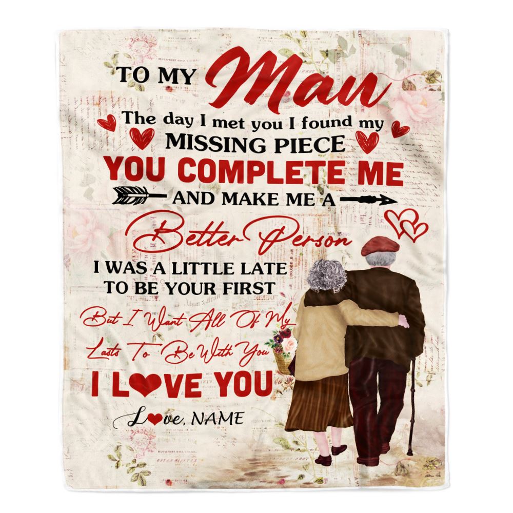 Personalized To My Man Blanket From Wife The Day I Met You Husband Birthday Anniversary Wedding Valentines Day Christmas Customized Fleece Throw Blanket | siriusteestore