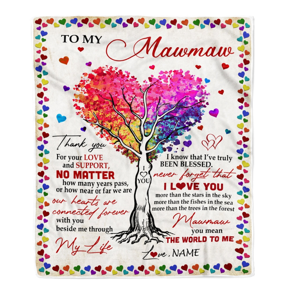 Personalized To My MawMaw Blanket From Grandkids Never Forget That I Love You You Mean The World to Me MawMaw Birthday Mothers Day Christmas Fleece Blanket | siriusteestore