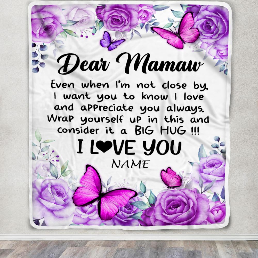 Personalized To My Mawmaw Blanket From Granddaughter Grandson Butterfly Love And Appreciate Mawmaw Birthday Mothers Day Christmas Customized Fleece Blanket | siriusteestore