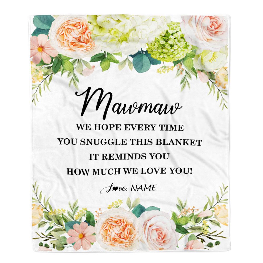 Personalized To My Mawmaw Blanket From Grandkids How Much We Love You Flower Mawmaw Birthday Mothers Day Christmas Customized Fleece Throw Blanket | siriusteestore