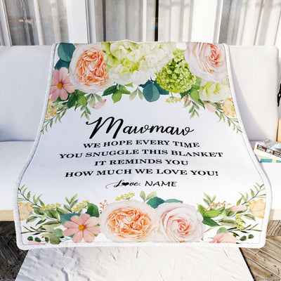 Personalized To My Mawmaw Blanket From Grandkids How Much We Love You Flower Mawmaw Birthday Mothers Day Christmas Customized Fleece Throw Blanket | siriusteestore
