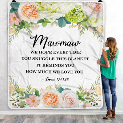 Personalized To My Mawmaw Blanket From Grandkids How Much We Love You Flower Mawmaw Birthday Mothers Day Christmas Customized Fleece Throw Blanket | siriusteestore