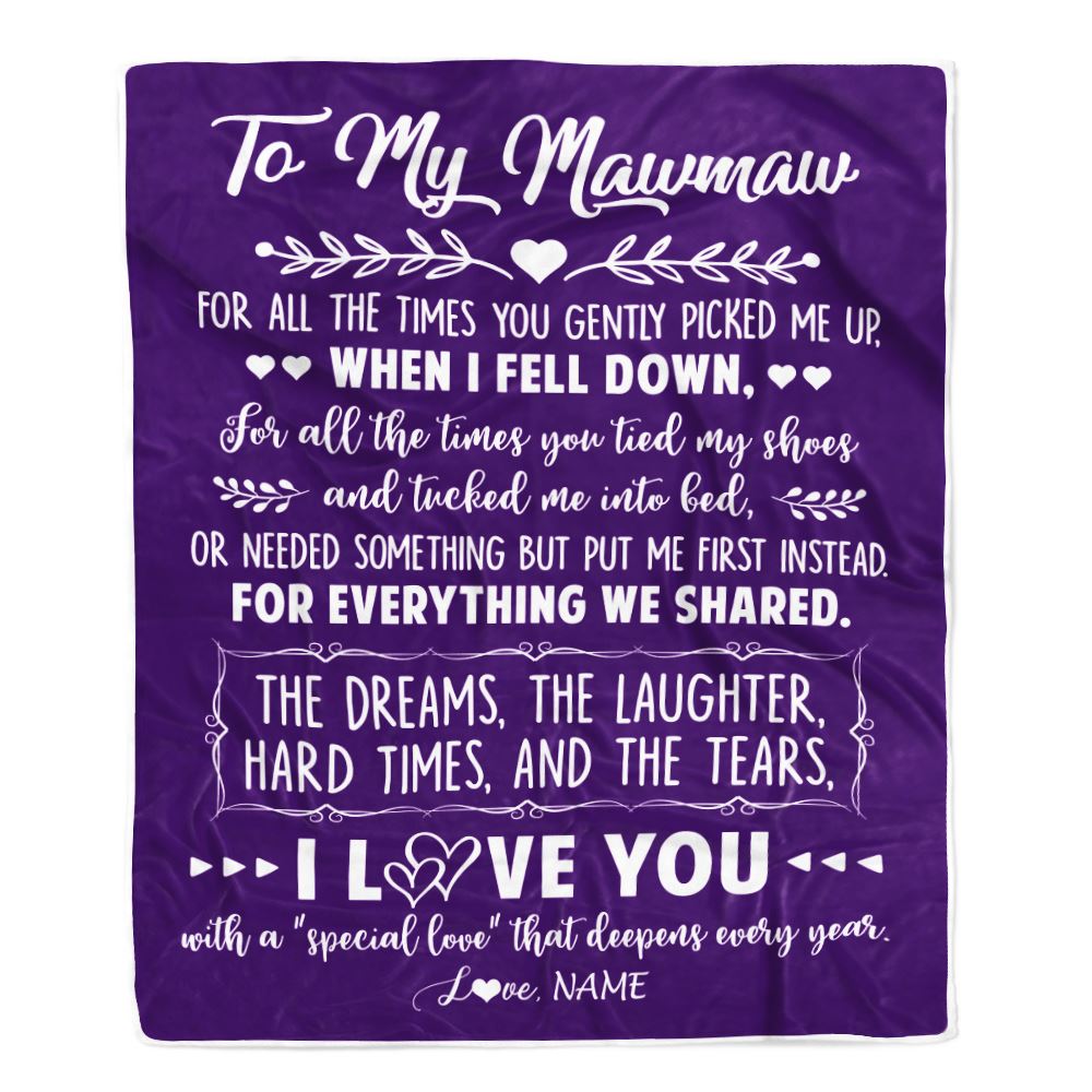Personalized To My Mawmaw Blanket From Grandkids I Love You With A Special Love Mawmaw Birthday Mothers Day Christmas Customized Fleece Throw Blanket | siriusteestore