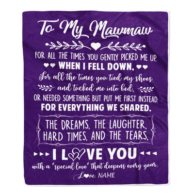 Personalized To My Mawmaw Blanket From Grandkids I Love You With A Special Love Mawmaw Birthday Mothers Day Christmas Customized Fleece Throw Blanket | siriusteestore