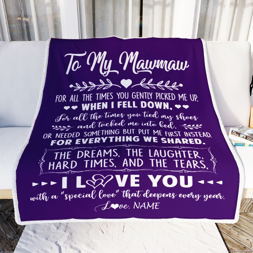 Personalized To My Mawmaw Blanket From Grandkids I Love You With A Special Love Mawmaw Birthday Mothers Day Christmas Customized Fleece Throw Blanket | siriusteestore