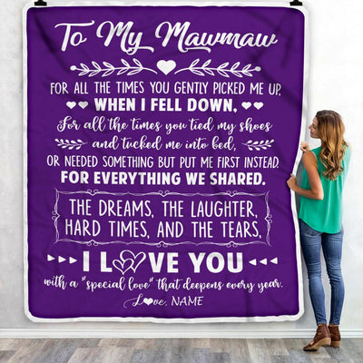 Personalized To My Mawmaw Blanket From Grandkids I Love You With A Special Love Mawmaw Birthday Mothers Day Christmas Customized Fleece Throw Blanket | siriusteestore