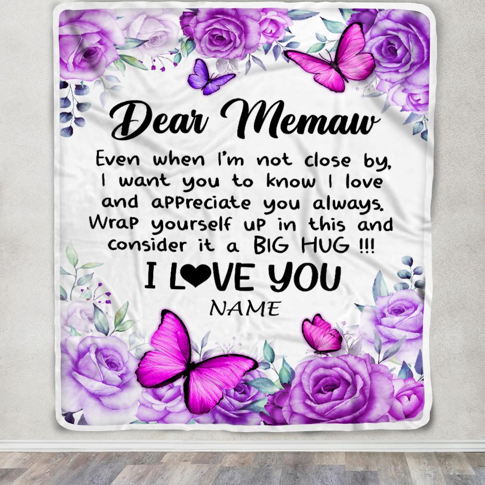 Personalized To My Memaw Blanket From Granddaughter Grandson Butterfly Love And Appreciate Memaw Birthday Mothers Day Christmas Customized Fleece Blanket | siriusteestore