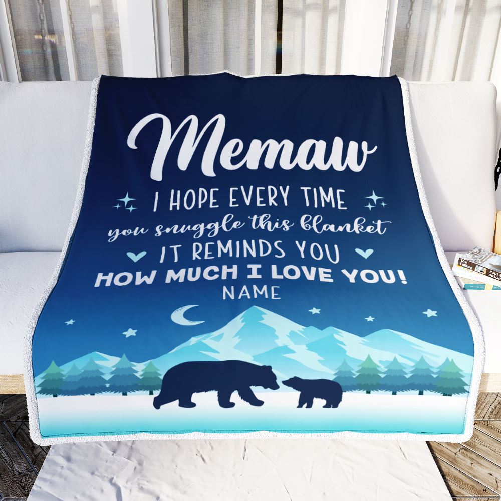 Personalized To My Memaw Blanket From Granddaughter Grandson I Hope Every Time Bear Memaw Birthday Mothers Day Christmas Customized Fleece Blanket | siriusteestore
