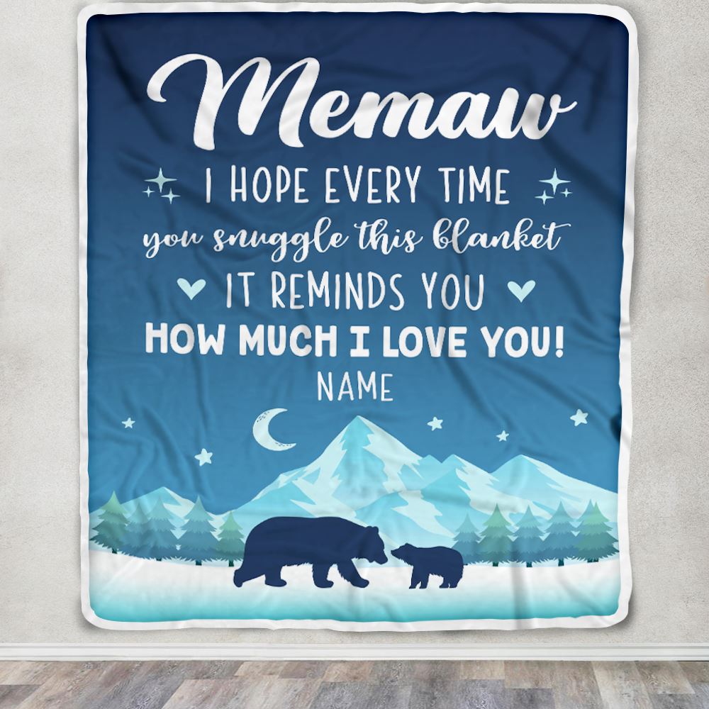 Personalized To My Memaw Blanket From Granddaughter Grandson I Hope Every Time Bear Memaw Birthday Mothers Day Christmas Customized Fleece Blanket | siriusteestore