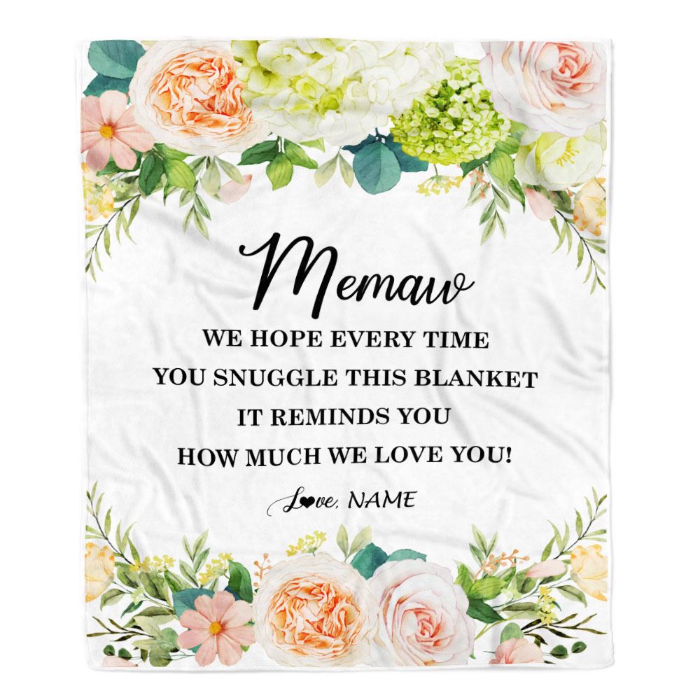 Personalized To My Memaw Blanket From Grandkids How Much We Love You Flower Memaw Birthday Mothers Day Christmas Customized Fleece Throw Blanket | siriusteestore