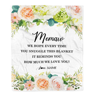 Personalized To My Memaw Blanket From Grandkids How Much We Love You Flower Memaw Birthday Mothers Day Christmas Customized Fleece Throw Blanket | siriusteestore