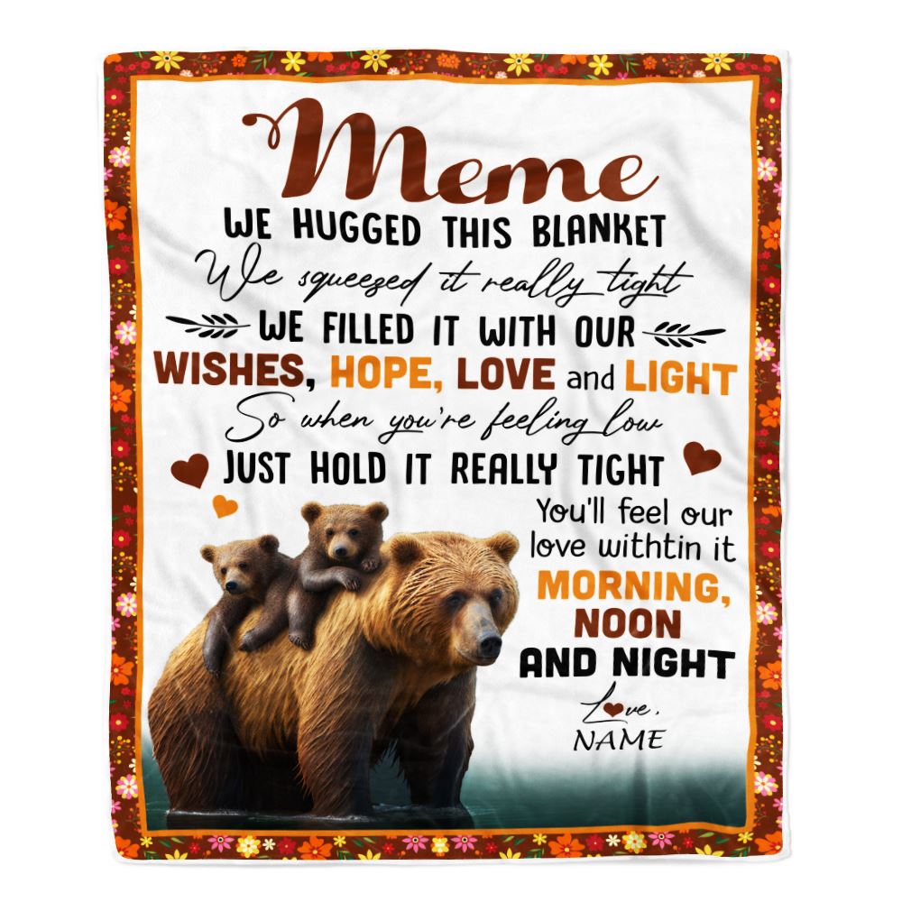 Personalized To My Meme Blanket From Granddaughter Grandson Bear I Love You Meme Birthday Mothers Day Christmas Customized Fleece Throw Blanket | siriusteestore