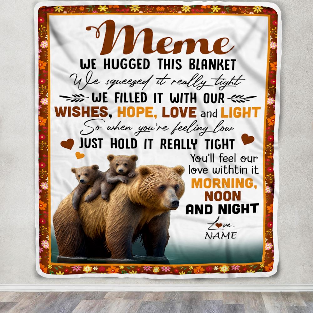 Personalized To My Meme Blanket From Granddaughter Grandson Bear I Love You Meme Birthday Mothers Day Christmas Customized Fleece Throw Blanket | siriusteestore