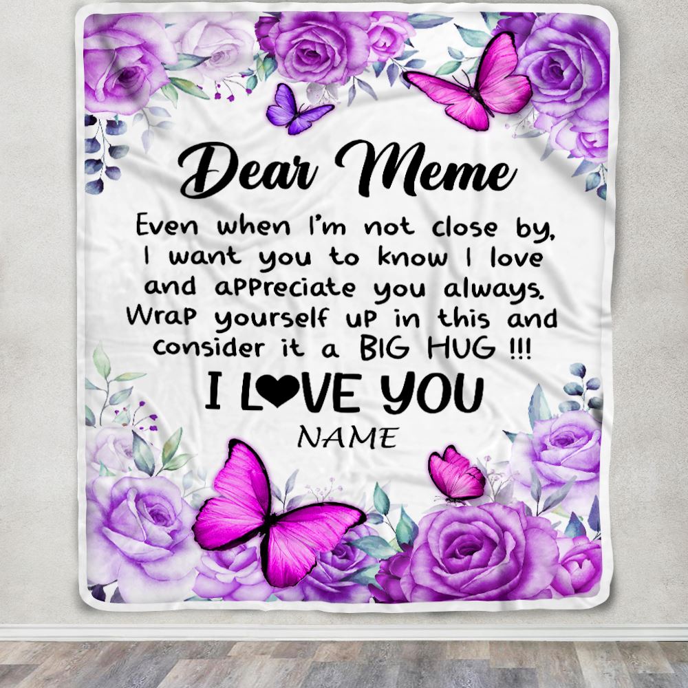 Personalized To My Meme Blanket From Granddaughter Grandson Butterfly Love And Appreciate Meme Birthday Mothers Day Christmas Customized Fleece Throw Blanket | siriusteestore