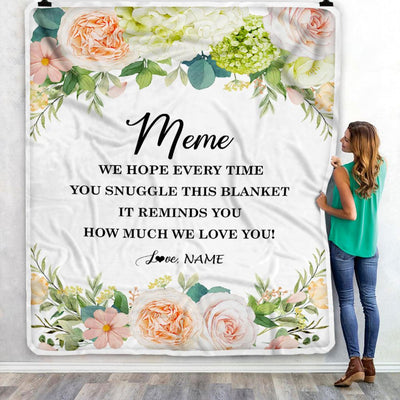 Personalized To My Meme Blanket From Grandkids How Much We Love You Flower Meme Birthday Mothers Day Christmas Customized Fleece Throw Blanket | siriusteestore