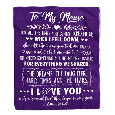 Personalized To My Meme Blanket From Grandkids I Love You With A Special Love Meme Birthday Mothers Day Christmas Customized Fleece Throw Blanket | siriusteestore