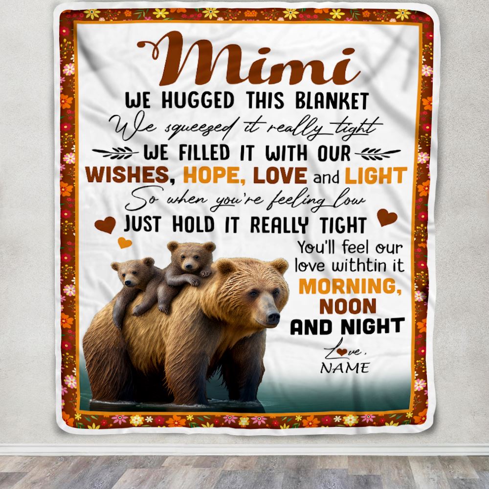 Personalized To My Mimi Blanket From Granddaughter Grandson Bear I Love You Mimi Birthday Mothers Day Christmas Customized Fleece Throw Blanket | siriusteestore