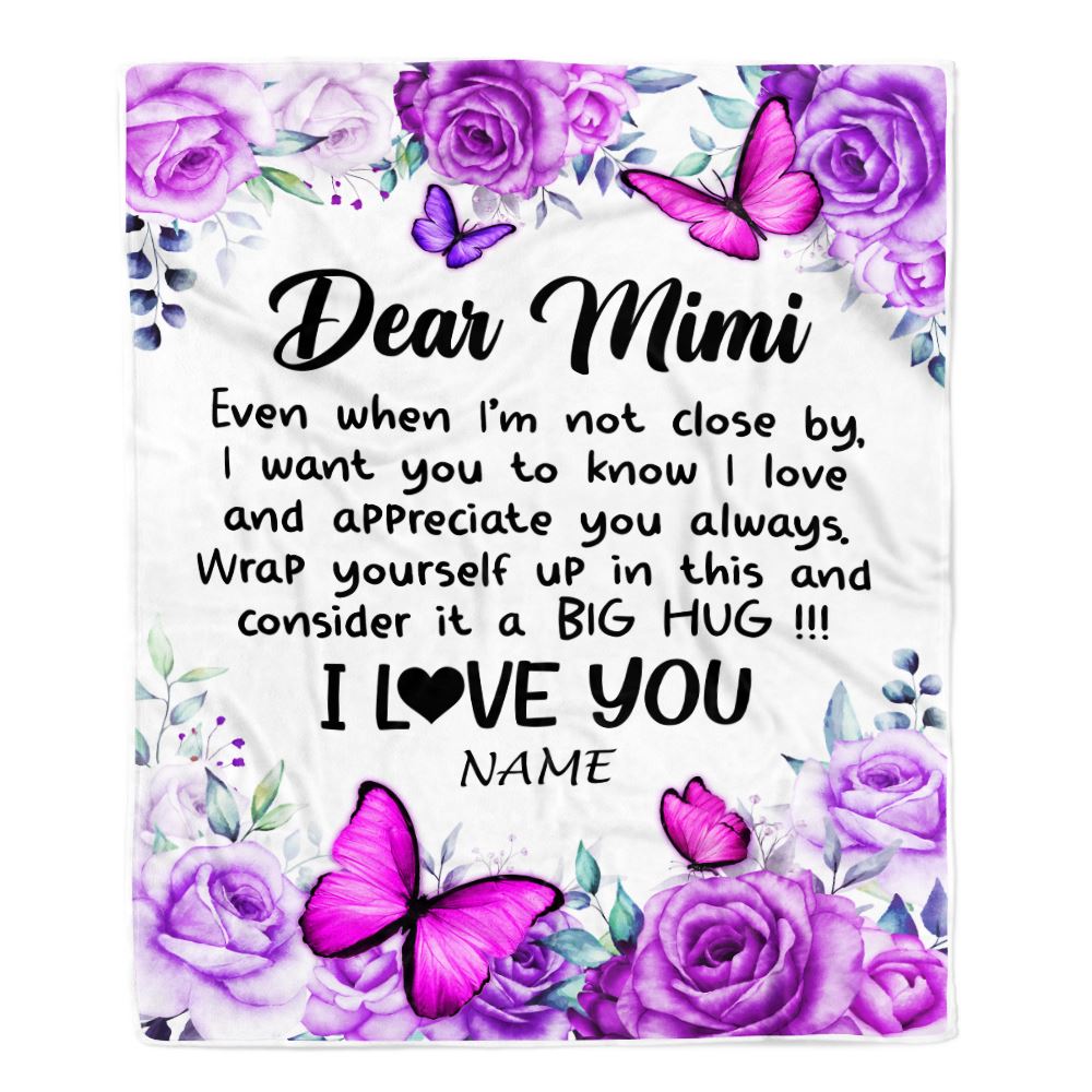 Personalized To My Mimi Blanket From Granddaughter Grandson Butterfly Love And Appreciate Mimi Birthday Mothers Day Christmas Customized Fleece Throw Blanket | siriusteestore