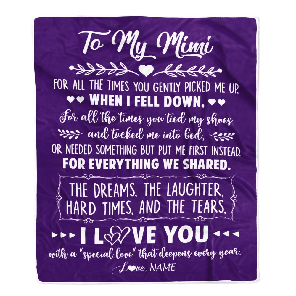 Personalized To My Mimi Blanket From Grandkids I Love You With A Special Love Mimi Birthday Mothers Day Christmas Customized Fleece Throw Blanket | siriusteestore