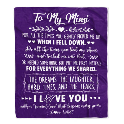 Personalized To My Mimi Blanket From Grandkids I Love You With A Special Love Mimi Birthday Mothers Day Christmas Customized Fleece Throw Blanket | siriusteestore