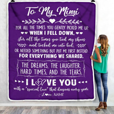 Personalized To My Mimi Blanket From Grandkids I Love You With A Special Love Mimi Birthday Mothers Day Christmas Customized Fleece Throw Blanket | siriusteestore