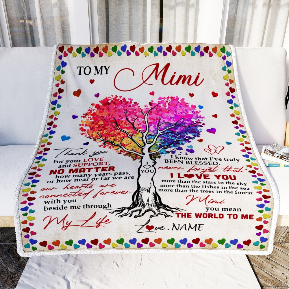 Personalized To My Mimi Blanket From Grandkids Never Forget That I Love You You Mean The World to Me Mimi Birthday Mothers Day Christmas Fleece Blanket | siriusteestore