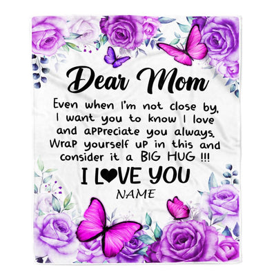 Personalized To My Mom Blanket From Daughter Son Butterfly Love And Appreciate Mom Mother Birthday Mothers Day Christmas Customized Fleece Throw Blanket | siriusteestore