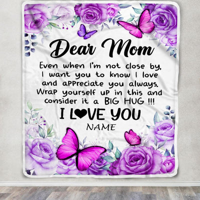 Personalized To My Mom Blanket From Daughter Son Butterfly Love And Appreciate Mom Mother Birthday Mothers Day Christmas Customized Fleece Throw Blanket | siriusteestore