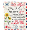 Personalized To My Mom Blanket From Daughter Son Love Big Hug Air Mail Letter Sunflower Birthday Mom Mothers Day Christmas Customized Fleece Throw Blanket | siriusteestore