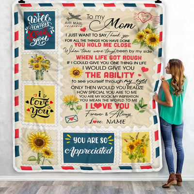 Personalized To My Mom Blanket From Daughter Son Mail Letter I Just Want To Say Thank You Mom Birthday Mothers Day Christmas Customized Fleece Throw Blanket | siriusteestore