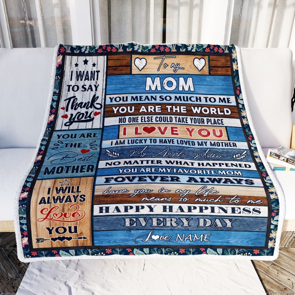 Personalized To My Mom Blanket From Daughter Son Wood You Are My Favorite Mom Birthday Mothers Day Thanksgiving Christmas Customized Bed Fleece Throw Blanket | siriusteestore