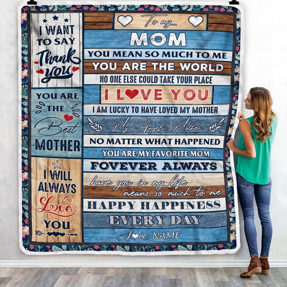 Personalized To My Mom Blanket From Daughter Son Wood You Are My Favorite Mom Birthday Mothers Day Thanksgiving Christmas Customized Bed Fleece Throw Blanket | siriusteestore