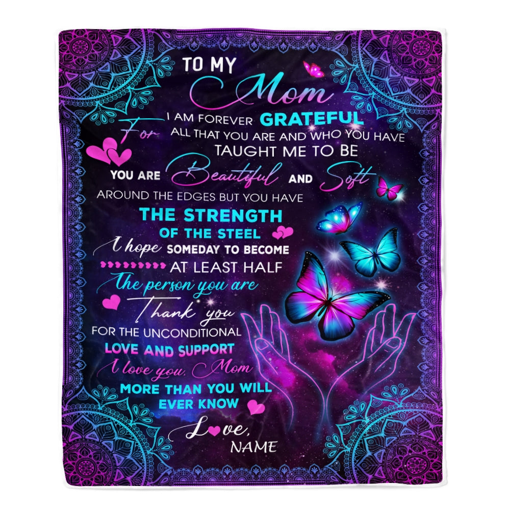 Personalized To My Mom Blanket From Daughter Son You Are Beautiful Butterfly Mom Birthday Mothers Day Christmas Customized Fleece Throw Blanket | siriusteestore