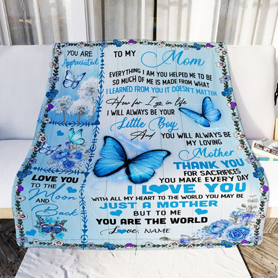 Personalized To My Mom Blanket From Son I Love You With All My Heart Butterfly Mom Mothers Day Birthday Christmas Customized Fleece Blanket | siriusteestore
