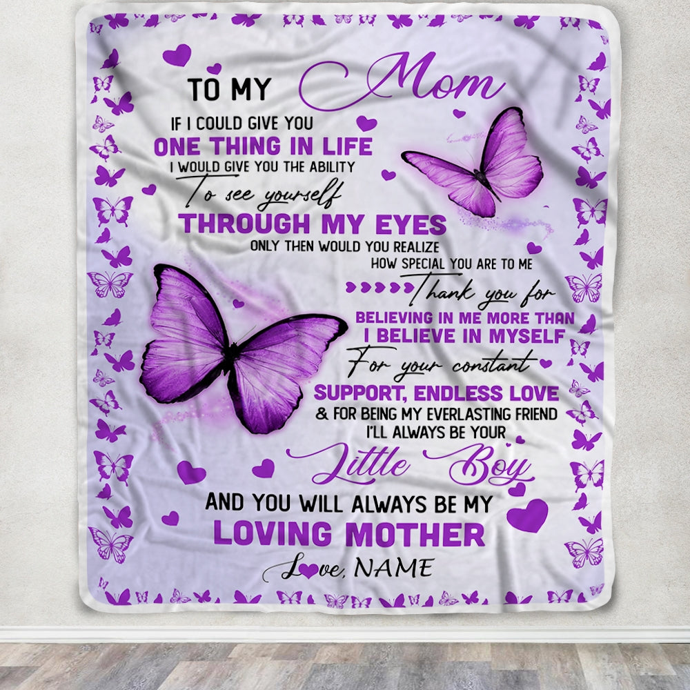 Personalized To My Mom Blanket From Son I'll Always be Your Little Boy Loving Mom Mothers Day Birthday Christmas Customized Fleece Blanket | siriusteestore