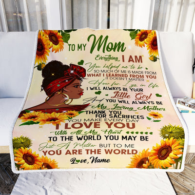 Personalized To My Mom Blanket from Daughter Everything I Am You Helped Me to Be Mom Black Woman Birthday Mothers Day Christmas Fleece Blanket | siriusteestore