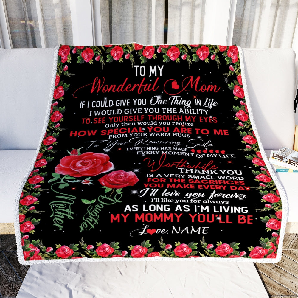 Personalized To My Mom Blanket from Daughter If I Could Give You One Thing in Life Mom Mother's Day Birthday Christmas Customized Fleece Blanket | siriusteestore