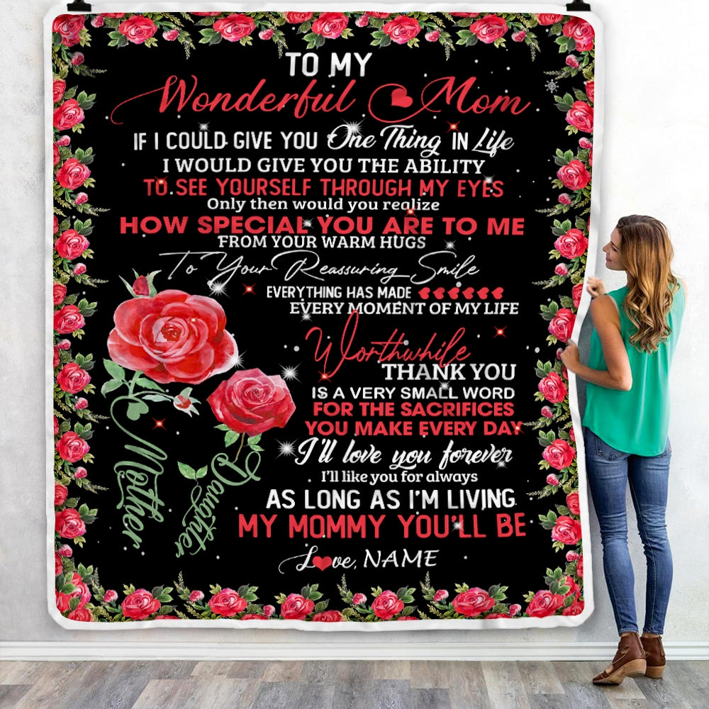 Personalized To My Mom Blanket from Daughter If I Could Give You One Thing in Life Mom Mother's Day Birthday Christmas Customized Fleece Blanket | siriusteestore