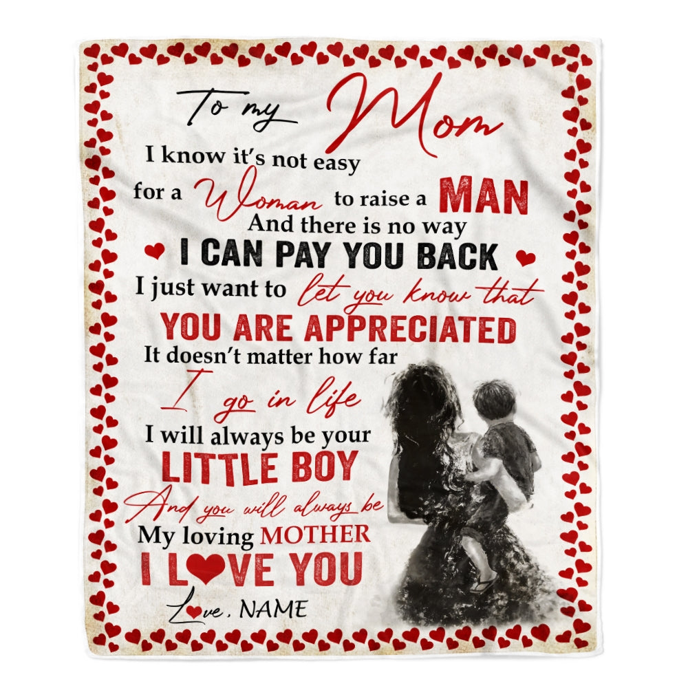 Personalized To My Mom Blanket from Son You Are Appeciated My Loving Mother Mom Mother's Day Birthday Christmas Customized Fleece Blanket | siriusteestore