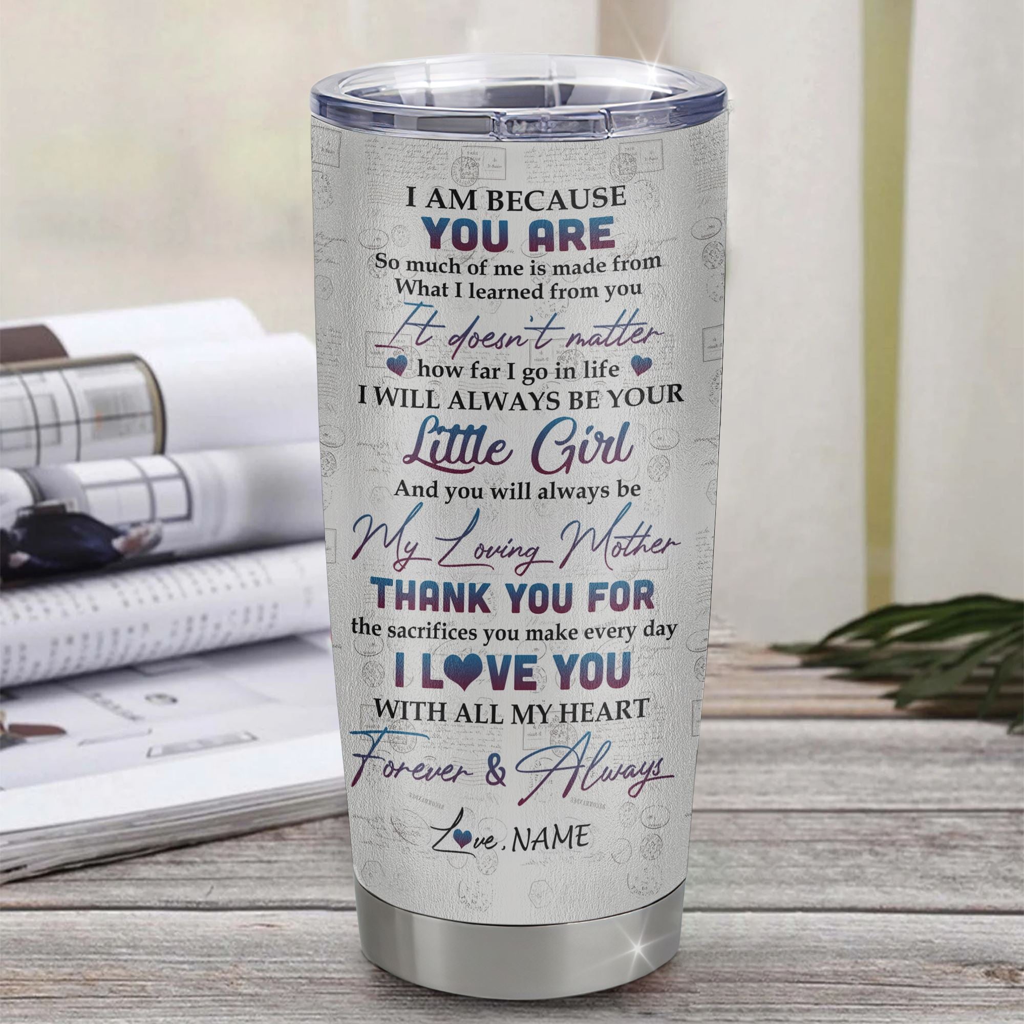 Personalized To My Mom From Daughter Stainless Steel Tumbler Cup Colorful Tree I Love You With All Of My Heart Mom Mothers Day Birthday Christmas Travel Mug | siriusteestore