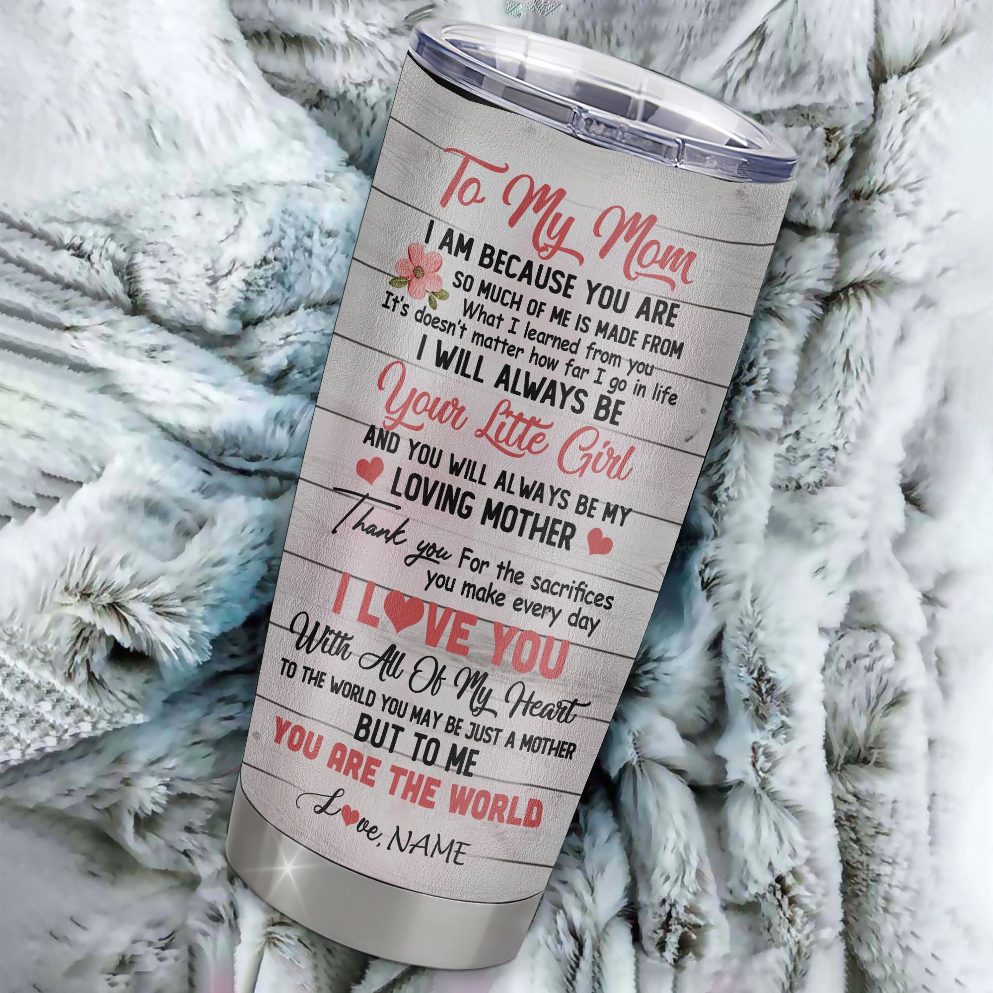 Personalized To My Mom From Daughter Stainless Steel Tumbler Cup Flower I Love You With All Of My Heart Mom Mothers Day Birthday Christmas Travel Mug | siriusteestore