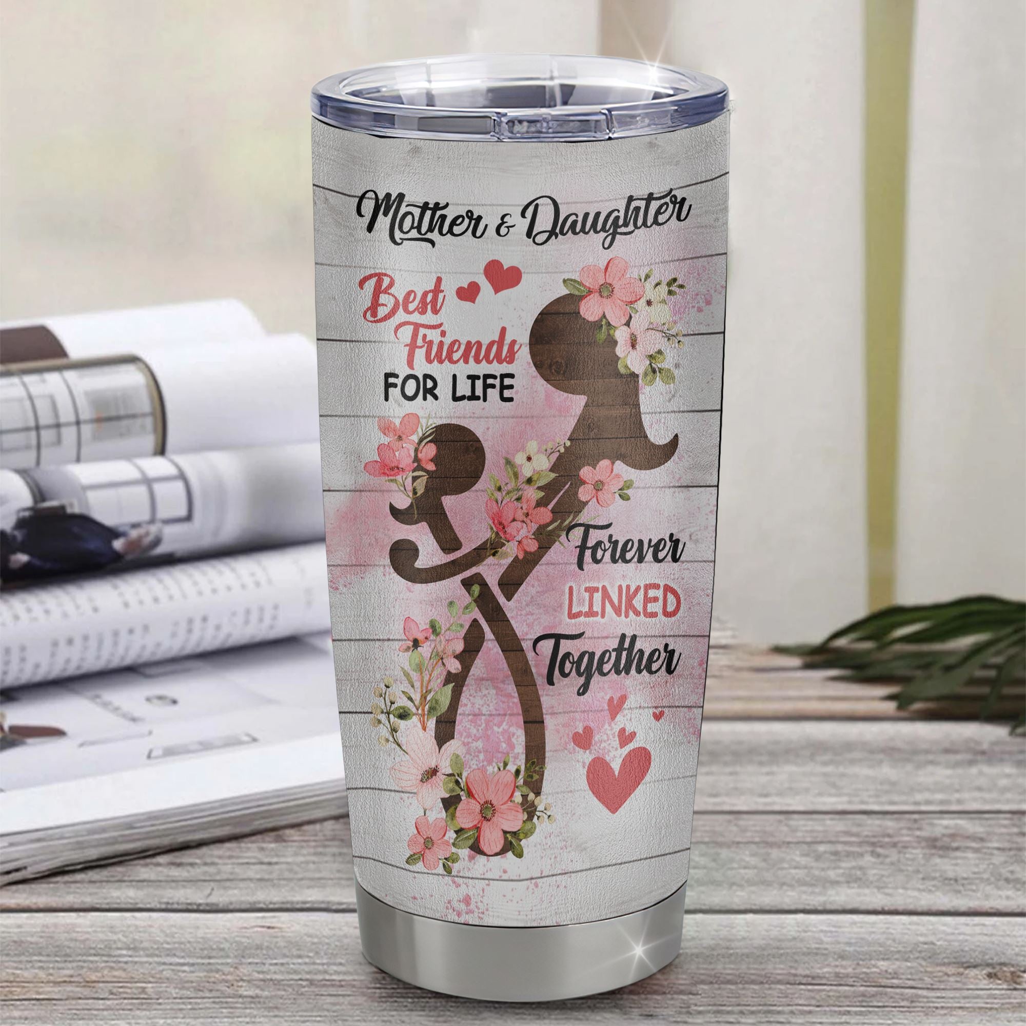 Personalized To My Mom From Daughter Stainless Steel Tumbler Cup Flower I Love You With All Of My Heart Mom Mothers Day Birthday Christmas Travel Mug | siriusteestore