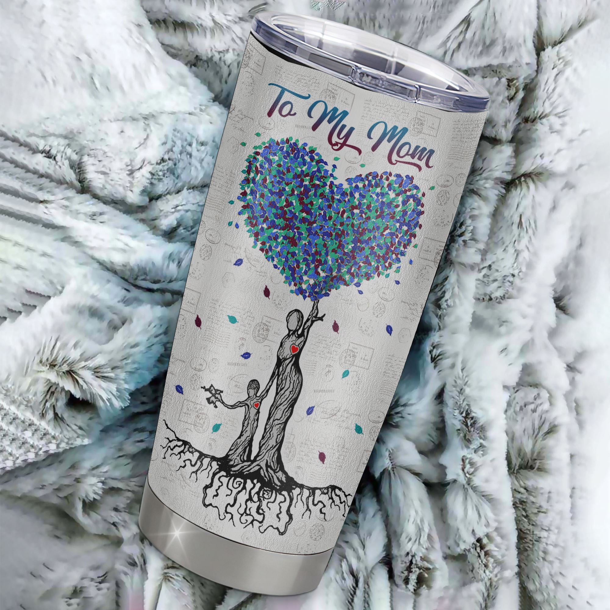 Personalized To My Mom From Son Stainless Steel Tumbler Cup Colorful tree I Love You With All Of My Heart Mom Mothers Day Birthday Christmas Travel Mug | siriusteestore