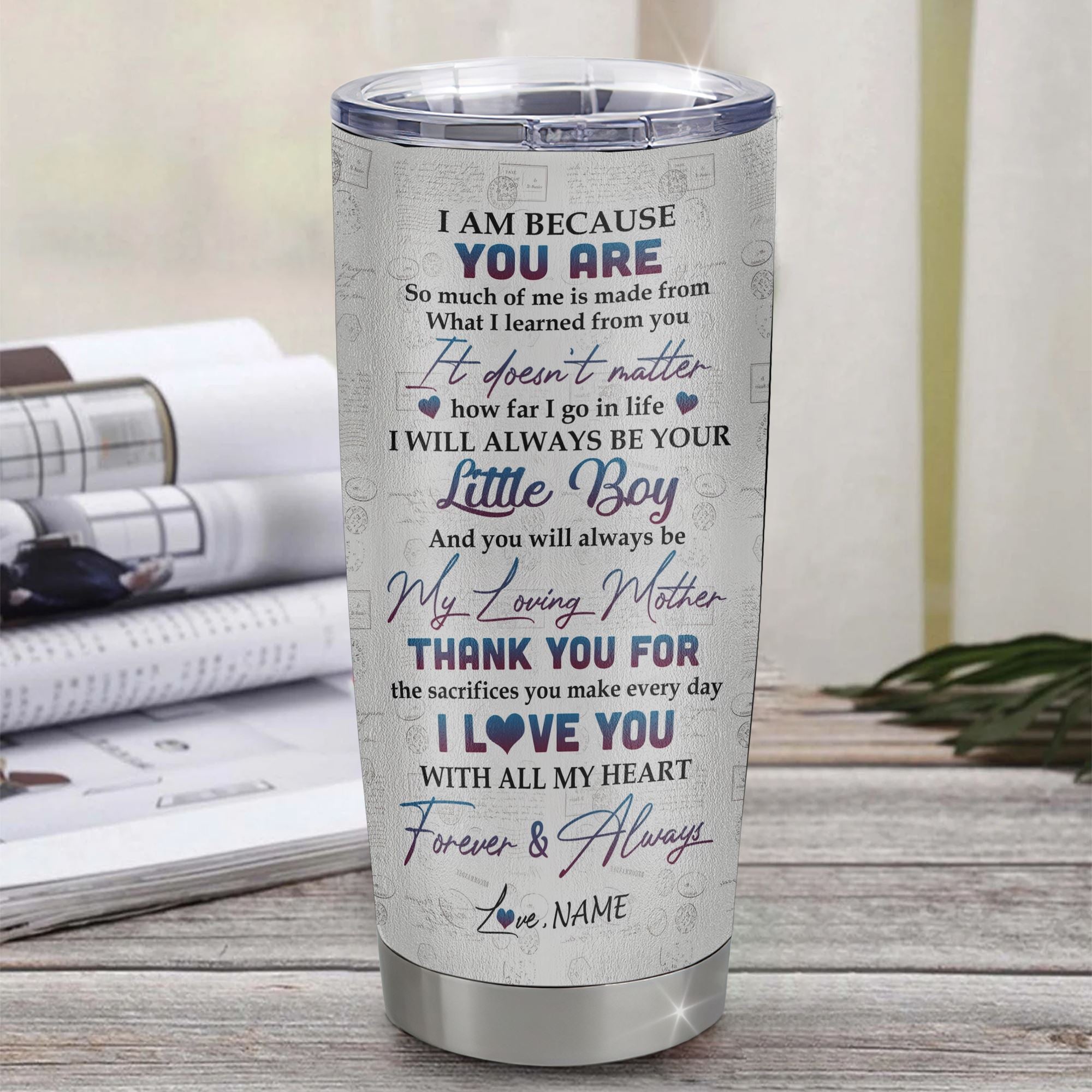 Personalized To My Mom From Son Stainless Steel Tumbler Cup Colorful tree I Love You With All Of My Heart Mom Mothers Day Birthday Christmas Travel Mug | siriusteestore