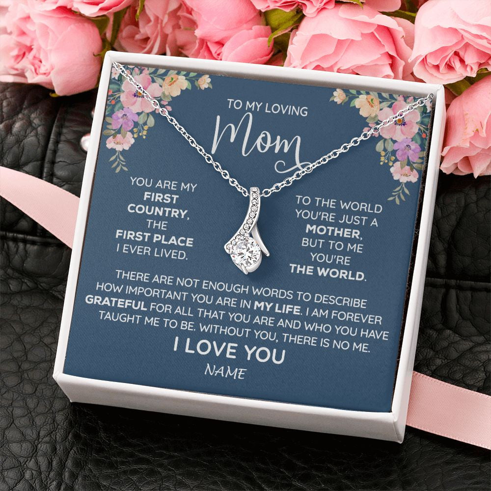 Alluring Beauty Necklace | Personalized To My Mom Necklace From Daughter Son I Am Forever Grateful Mom Birthday Mothers Day Christmas Pendant Jewelry Customized Gift Box Message Card | siriusteestore