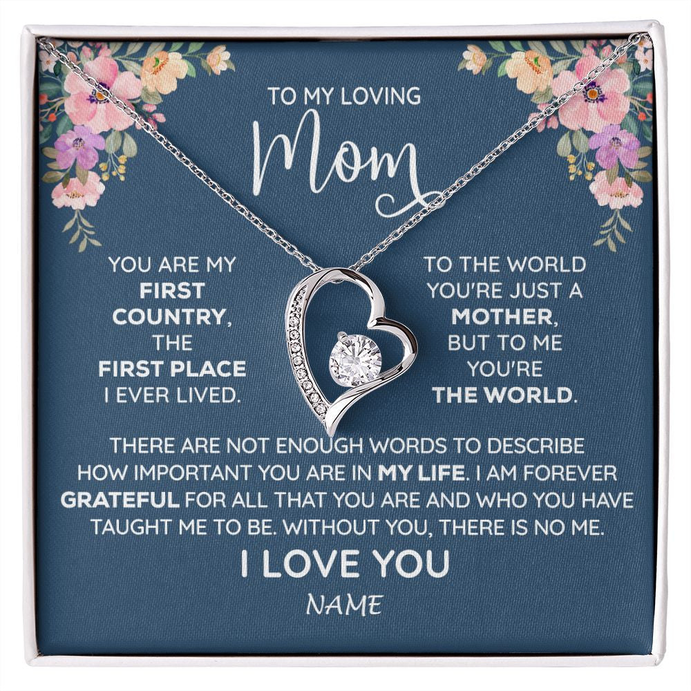 Forever Love Necklace | Personalized To My Mom Necklace From Daughter Son I Am Forever Grateful Mom Birthday Mothers Day Christmas Pendant Jewelry Customized Gift Box Message Card | siriusteestore