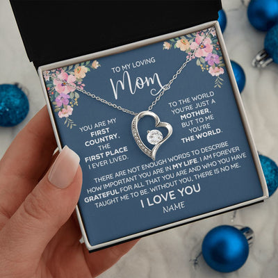 Forever Love Necklace | Personalized To My Mom Necklace From Daughter Son I Am Forever Grateful Mom Birthday Mothers Day Christmas Pendant Jewelry Customized Gift Box Message Card | siriusteestore