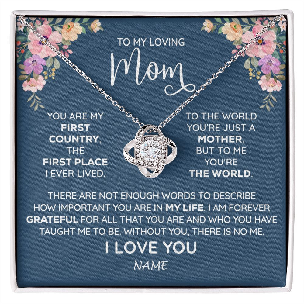 Love Knot Necklace | Personalized To My Mom Necklace From Daughter Son I Am Forever Grateful Mom Birthday Mothers Day Christmas Pendant Jewelry Customized Gift Box Message Card | siriusteestore